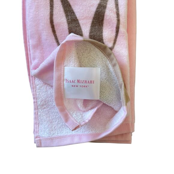 ISAAC MIZRAHI Pink Bunny Rabbit Cotton Kitchen Towels 19x28 Set of 3 Spring New - Picture 7 of 16
